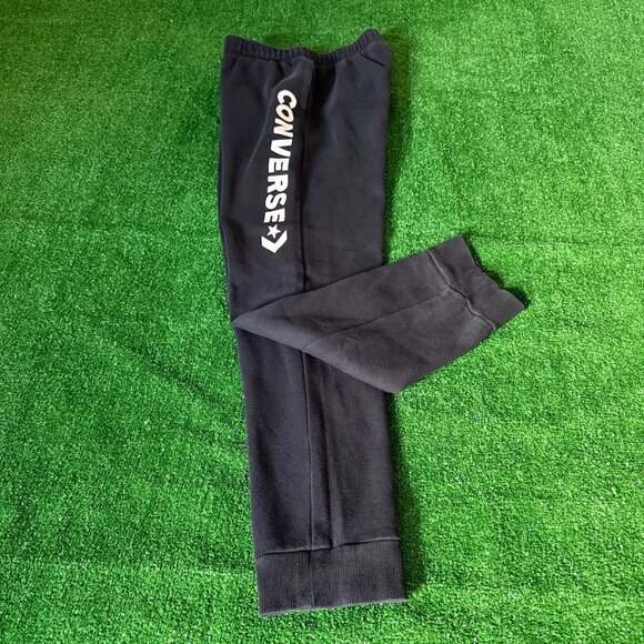 Converse Iconic Logo Solid Black Fleece Sweatpants Jogger Pants Size XL (13-15) - Picture 1 of 12